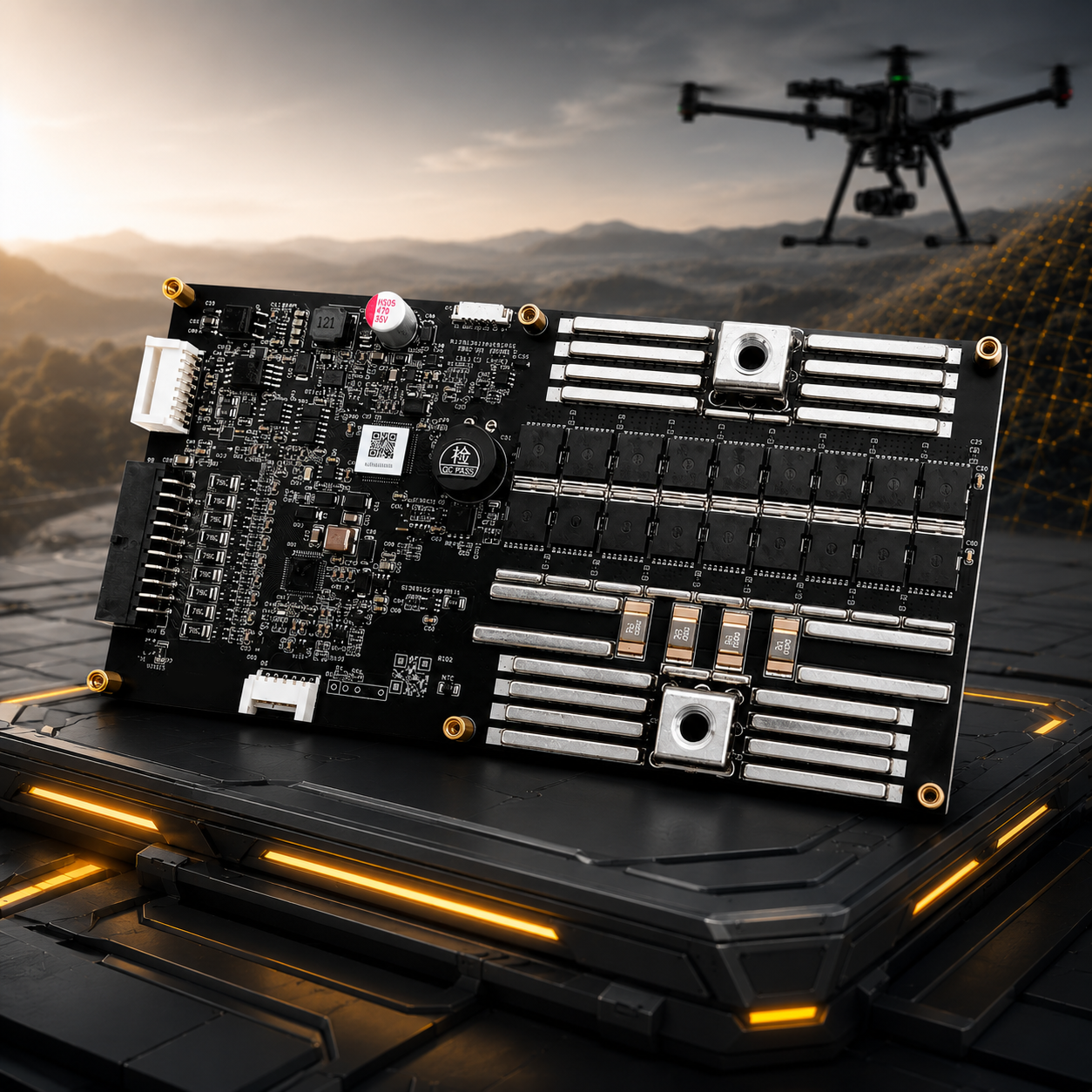 EF-004 12S-18S 250A configurable drone BMS for inspection and monitoring packs