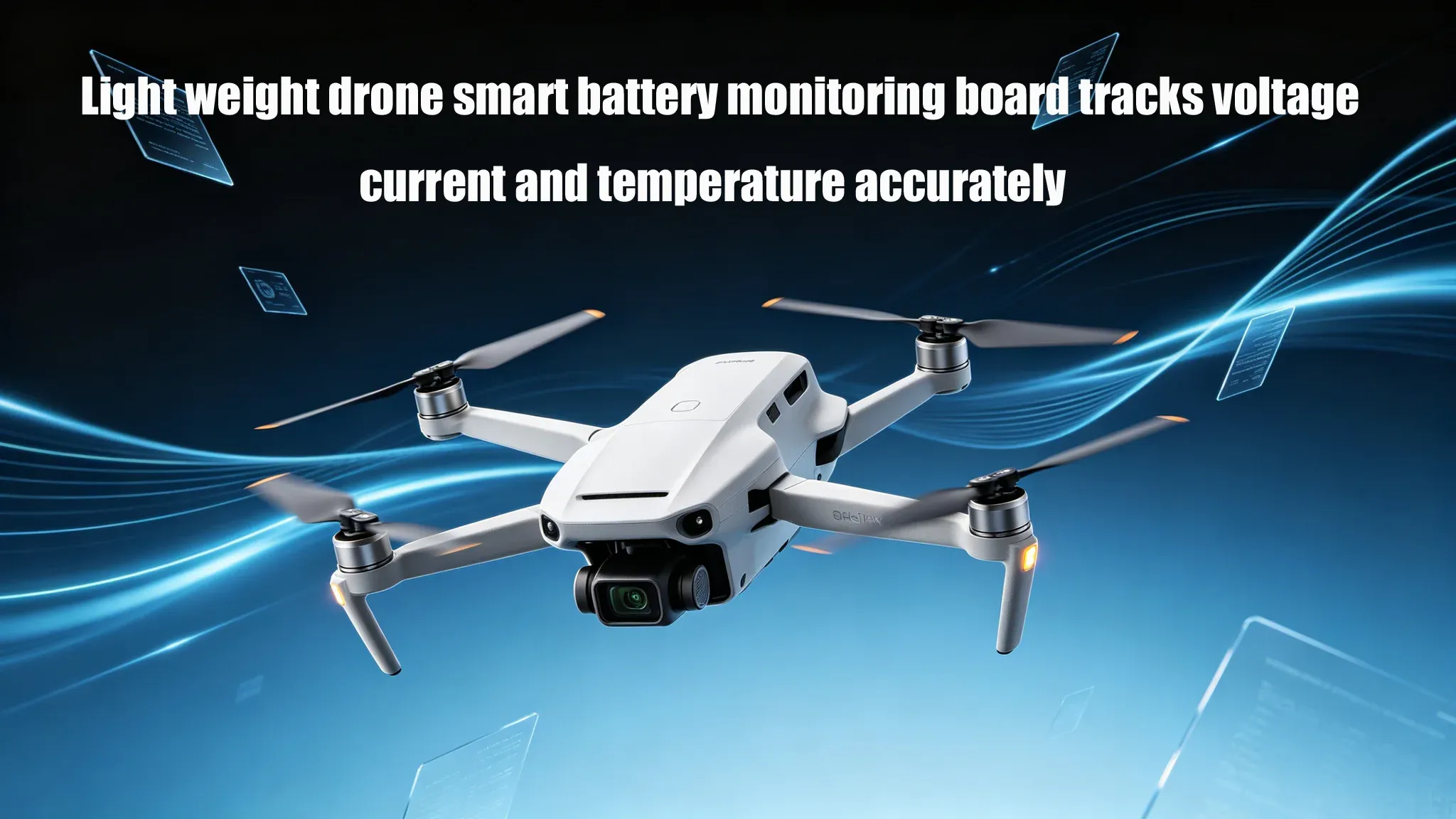 La scheda di monitoraggio intelligente e leggera per batterie di droni traccia con precisione tensione, corrente e temperatura.