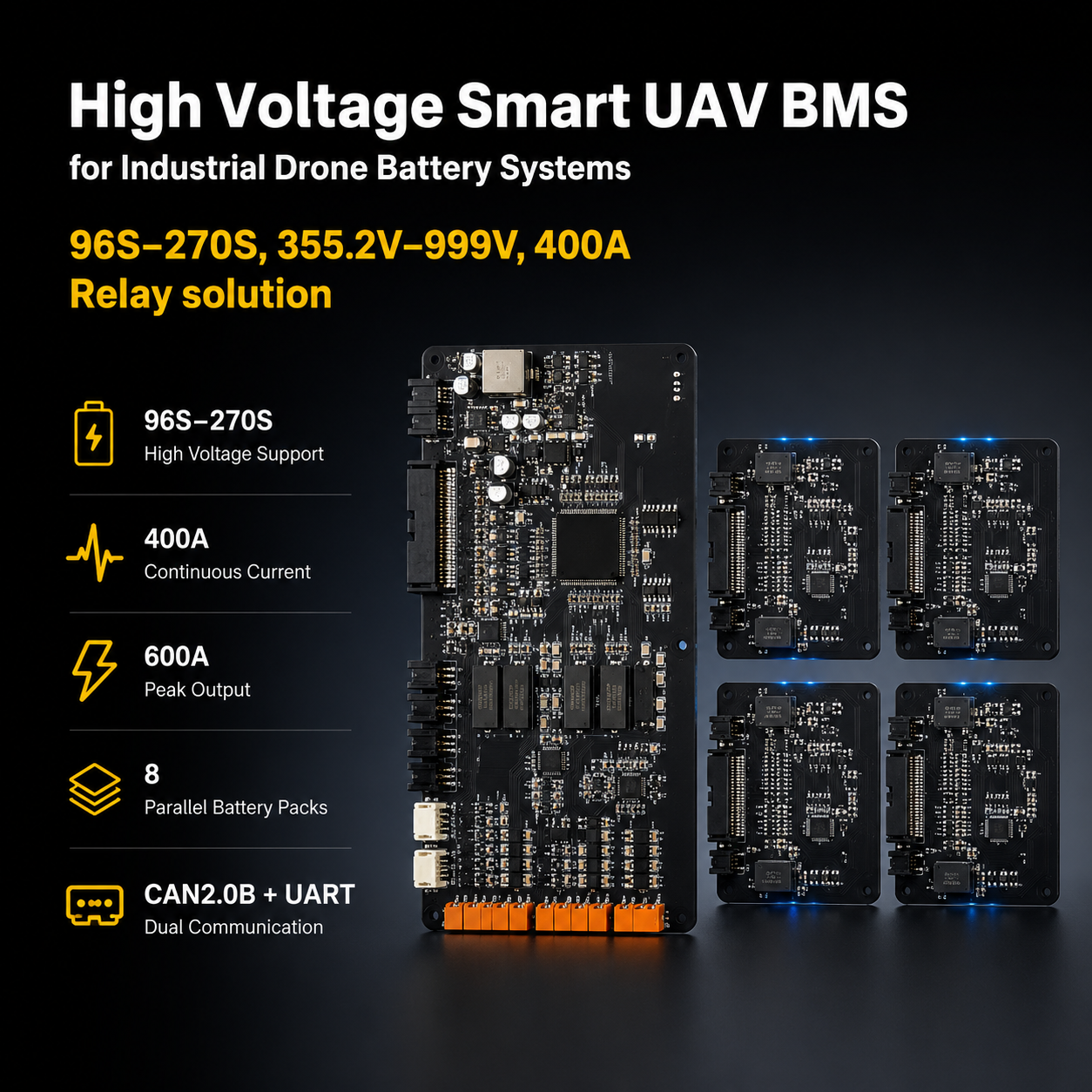 EF-003 high-voltage smart UAV BMS for industrial drone battery packs