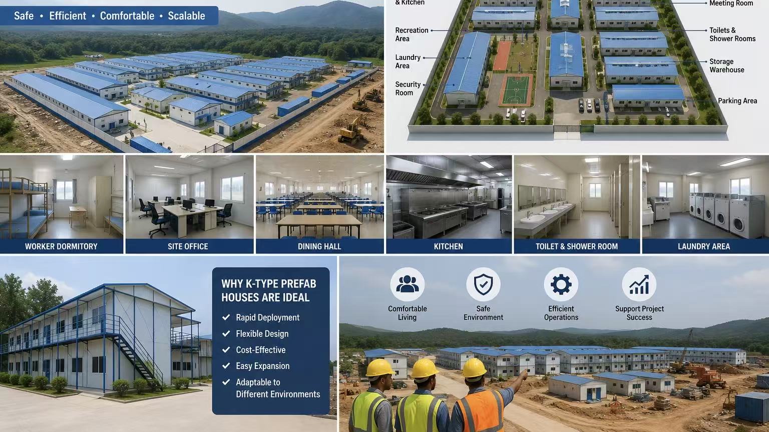 How to Build a Construction Site Camp for 300 Workers: A Custom K-Type Prefab Solution