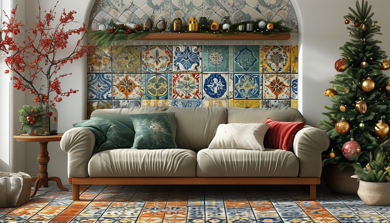 Artistic Living Room Tiles For Holiday Decorating