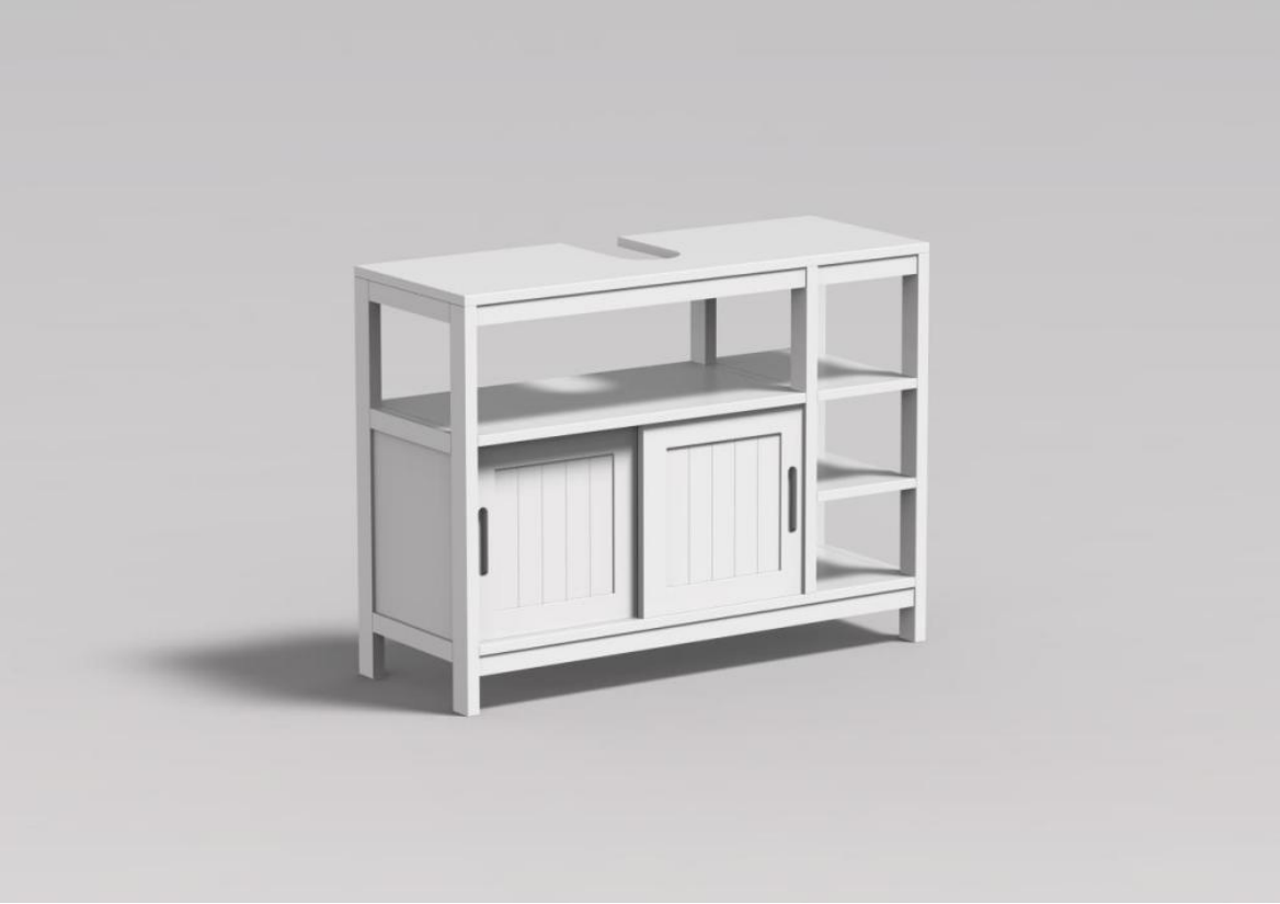Bathroom Sink Cabinet with Open Shelves and Closed Storage