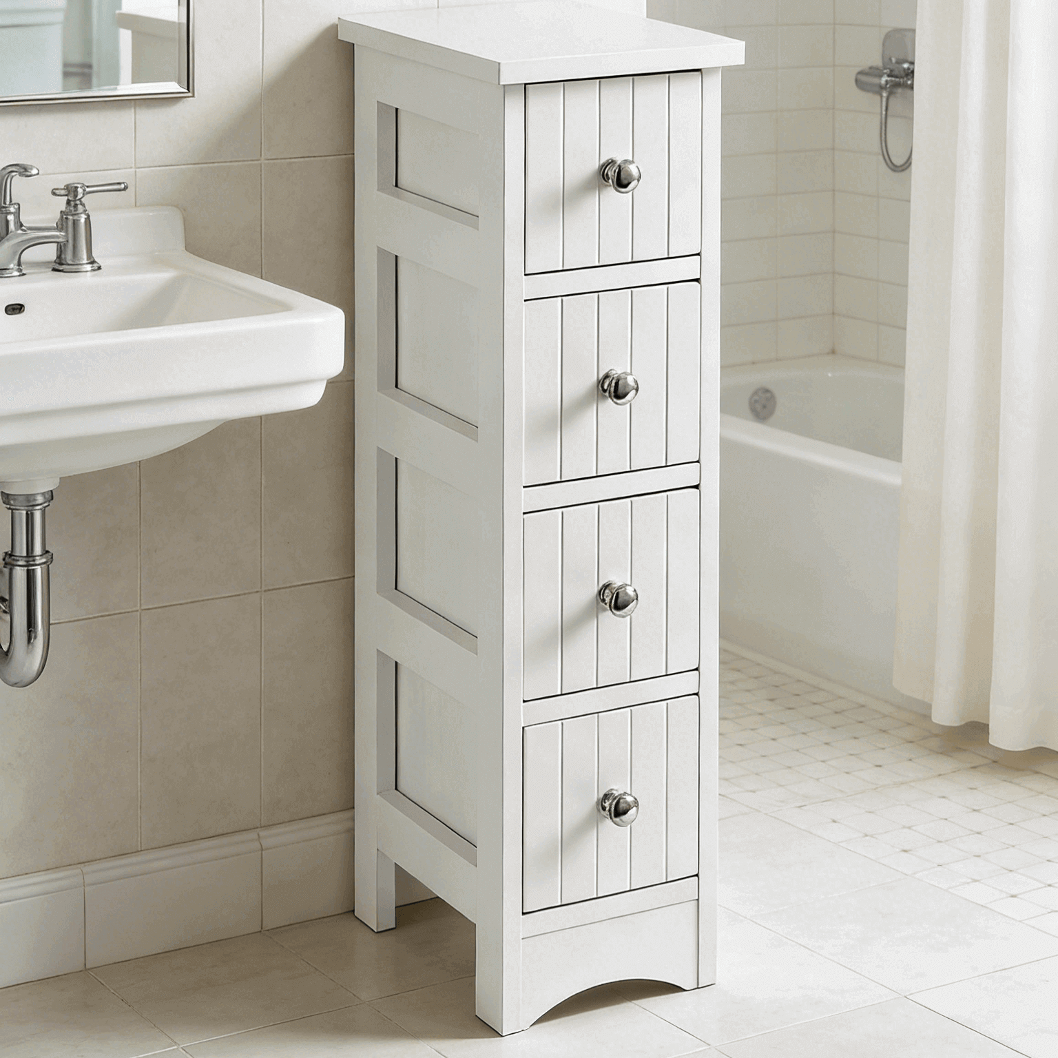 4-Drawer Bathroom Floor Cabinet