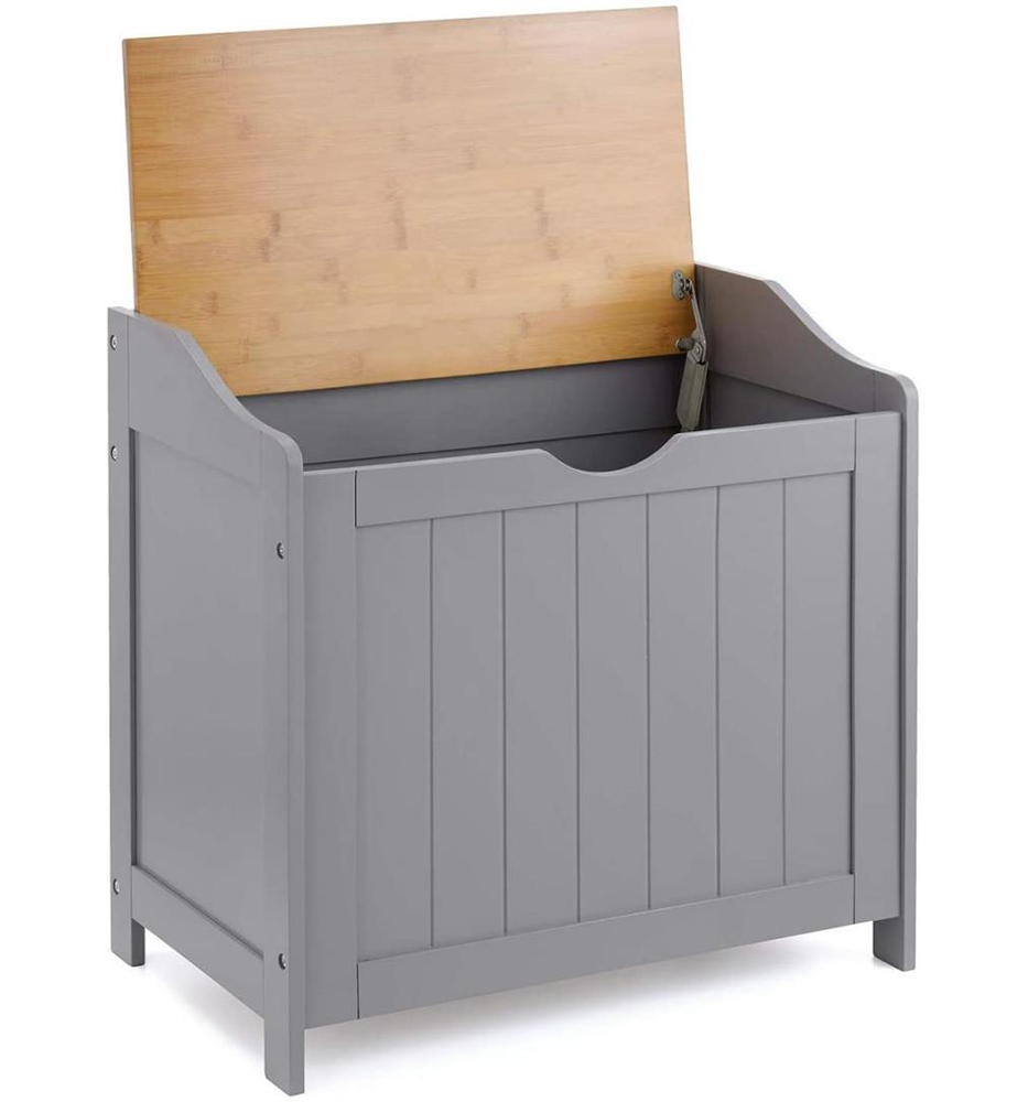 Bathroom Laundry Storage Cabinet with Bamboo Top