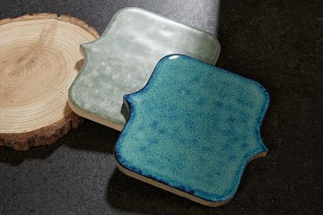 Arabic Ceramic Tile in the Form of a Lantern with Jet Glaze