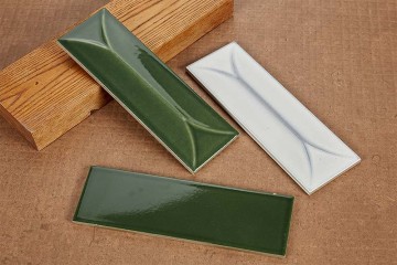 Kitchen Wall Sticker Artificial Long Tiles Dark Green Glaze