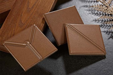Retro Brown Square Tiles with Voluminous Relief Patterns