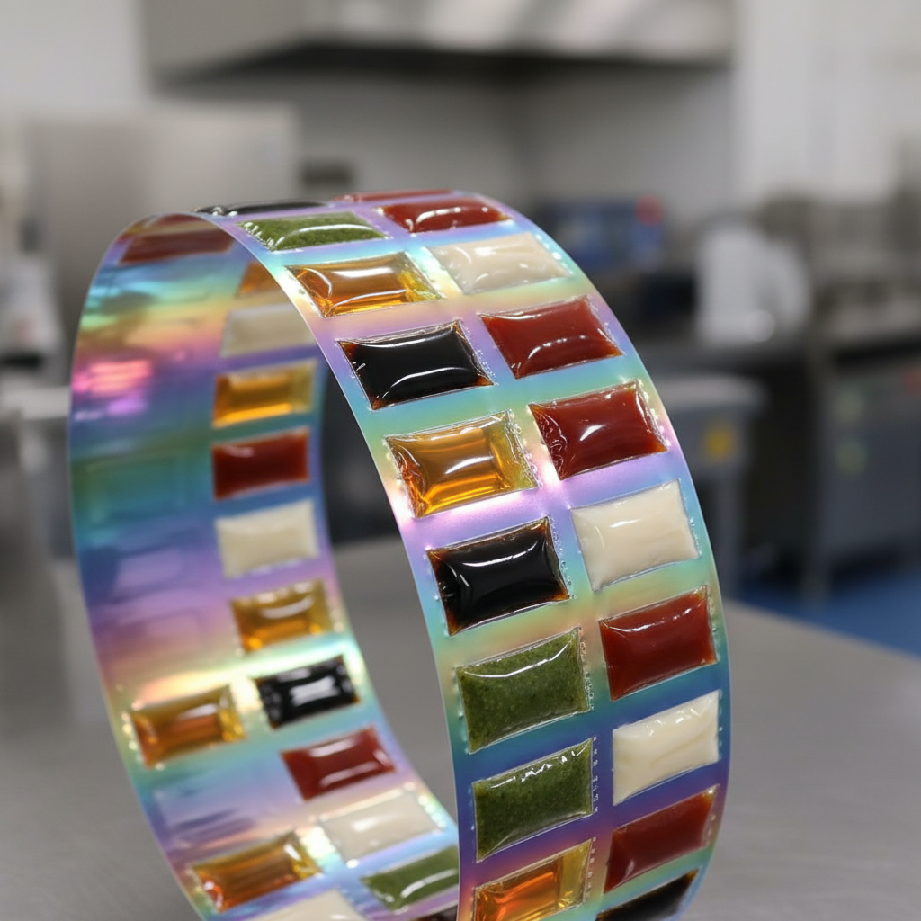 Rainbow Film Roll For Sauce And Liquid Flavoring Packets