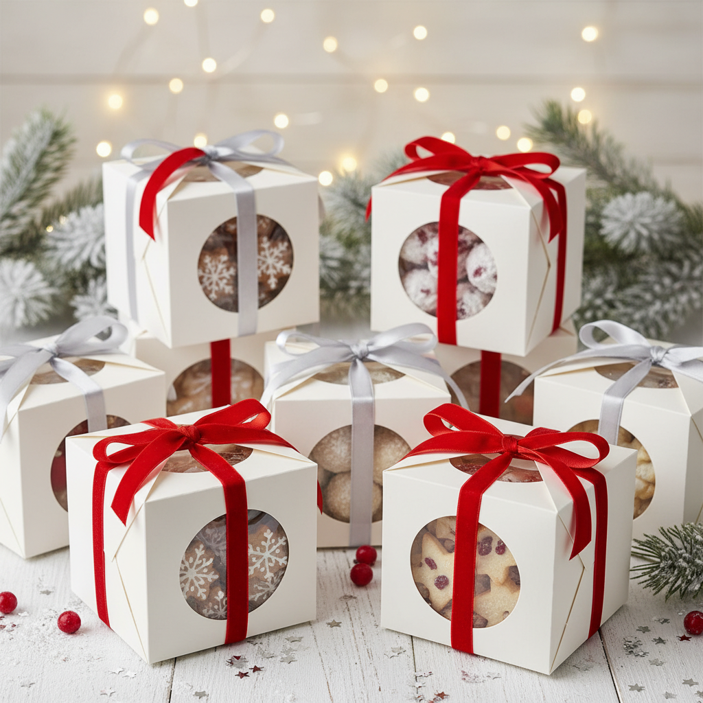 White Dessert Boxes For Holiday Gifting