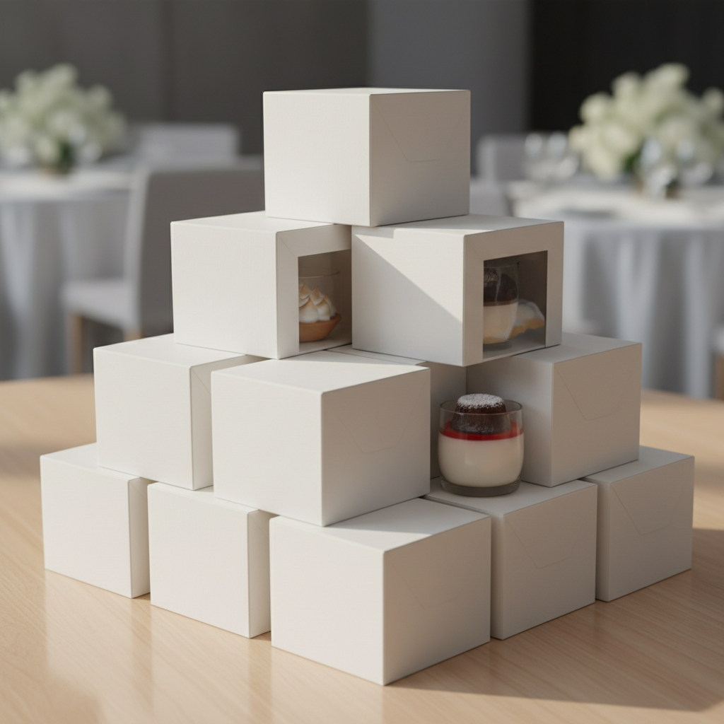 White Dessert Boxes For Event Catering