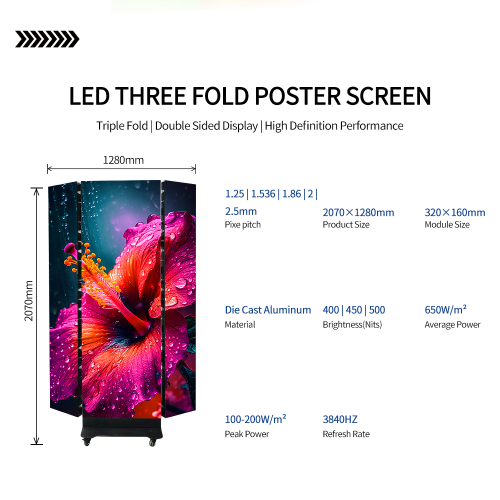 Details zur dreiteiligen Posterwand aus Aluminium-Druckguss – 1000 mm Breite und Höhe_02
