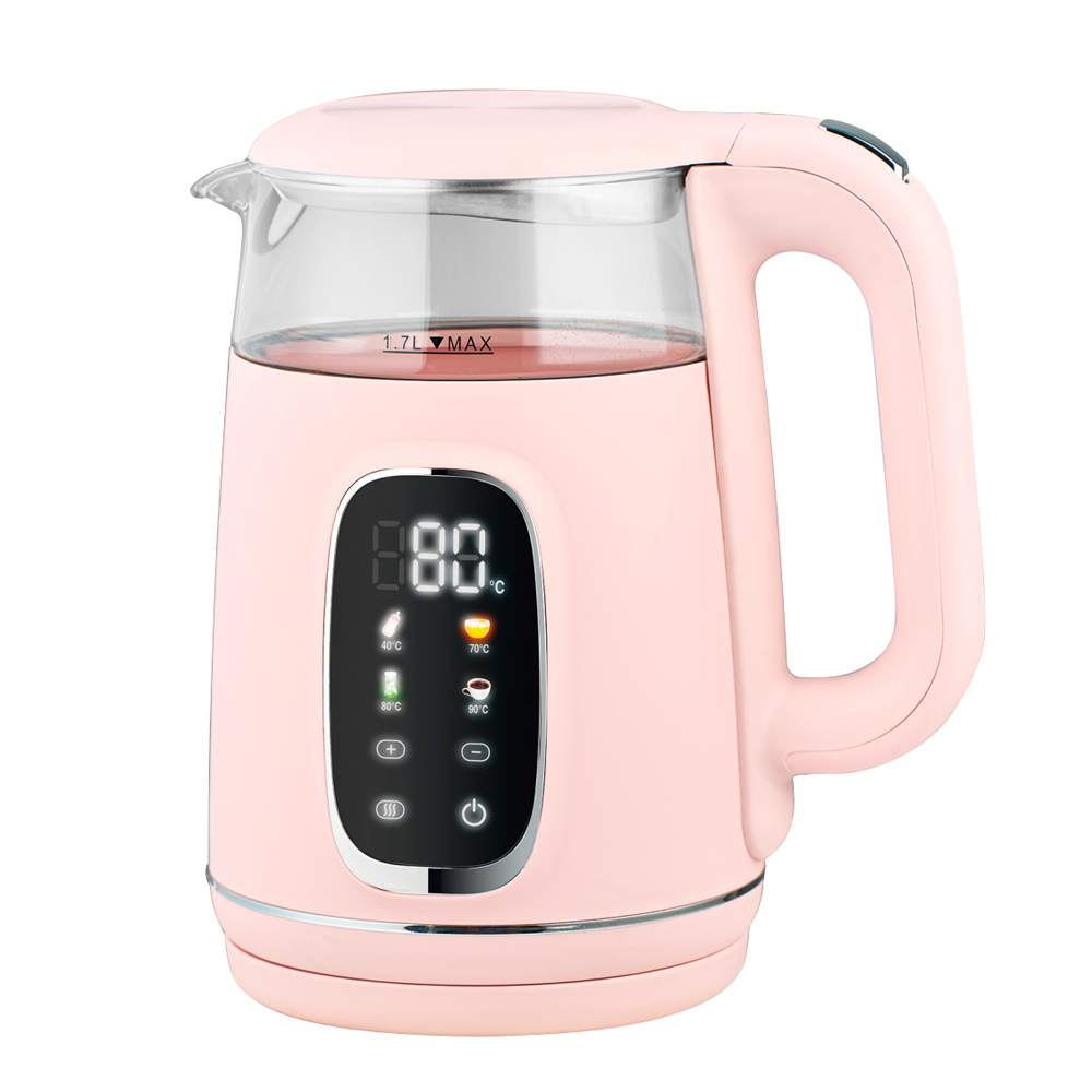 Glass Electric Kettle with Double-Wall Cool-Touch an...