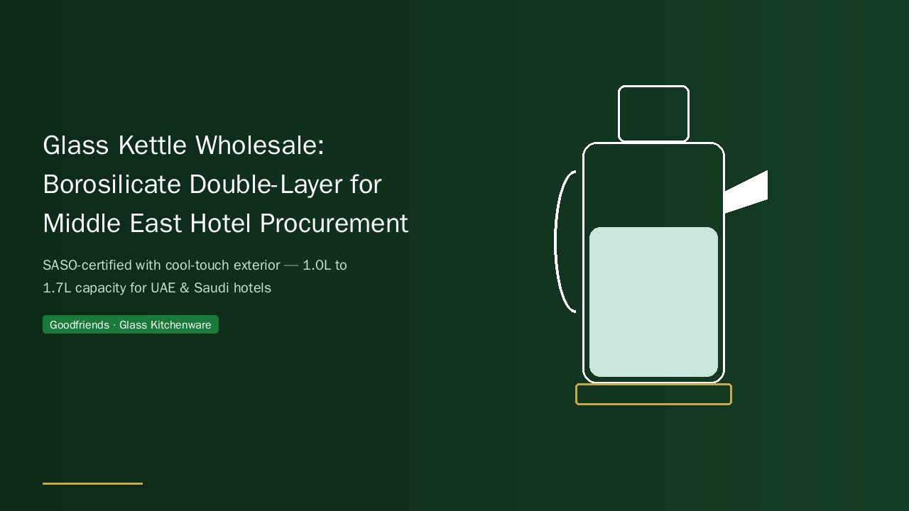 Vente en gros de bouilloires en verre : verre borosilicate double paroi pour l'approvisionnement des hôtels du Moyen-Orient