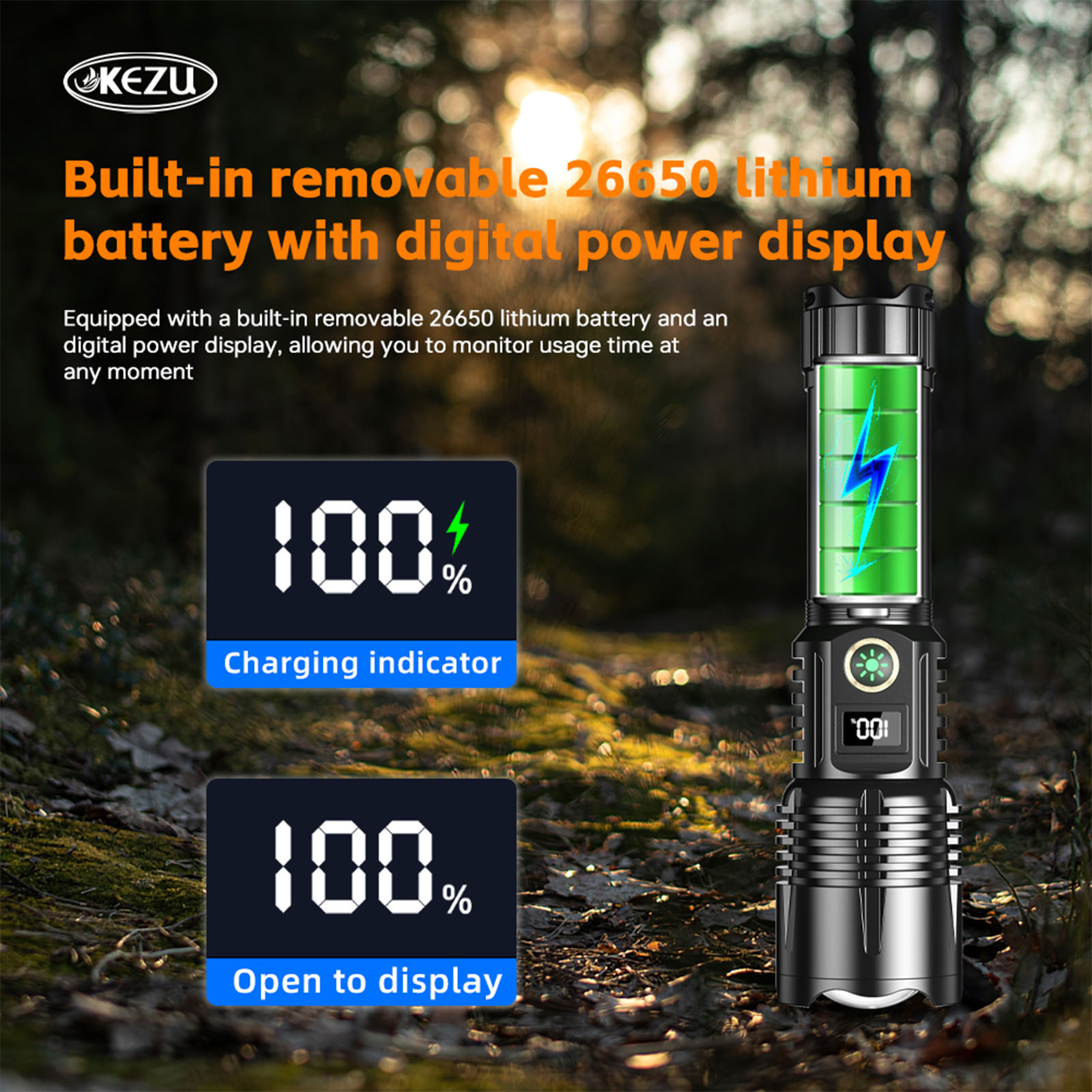 Lampe torche zoom 1200 lumens, autonomie de 32 heures, fonction batterie externe (9)