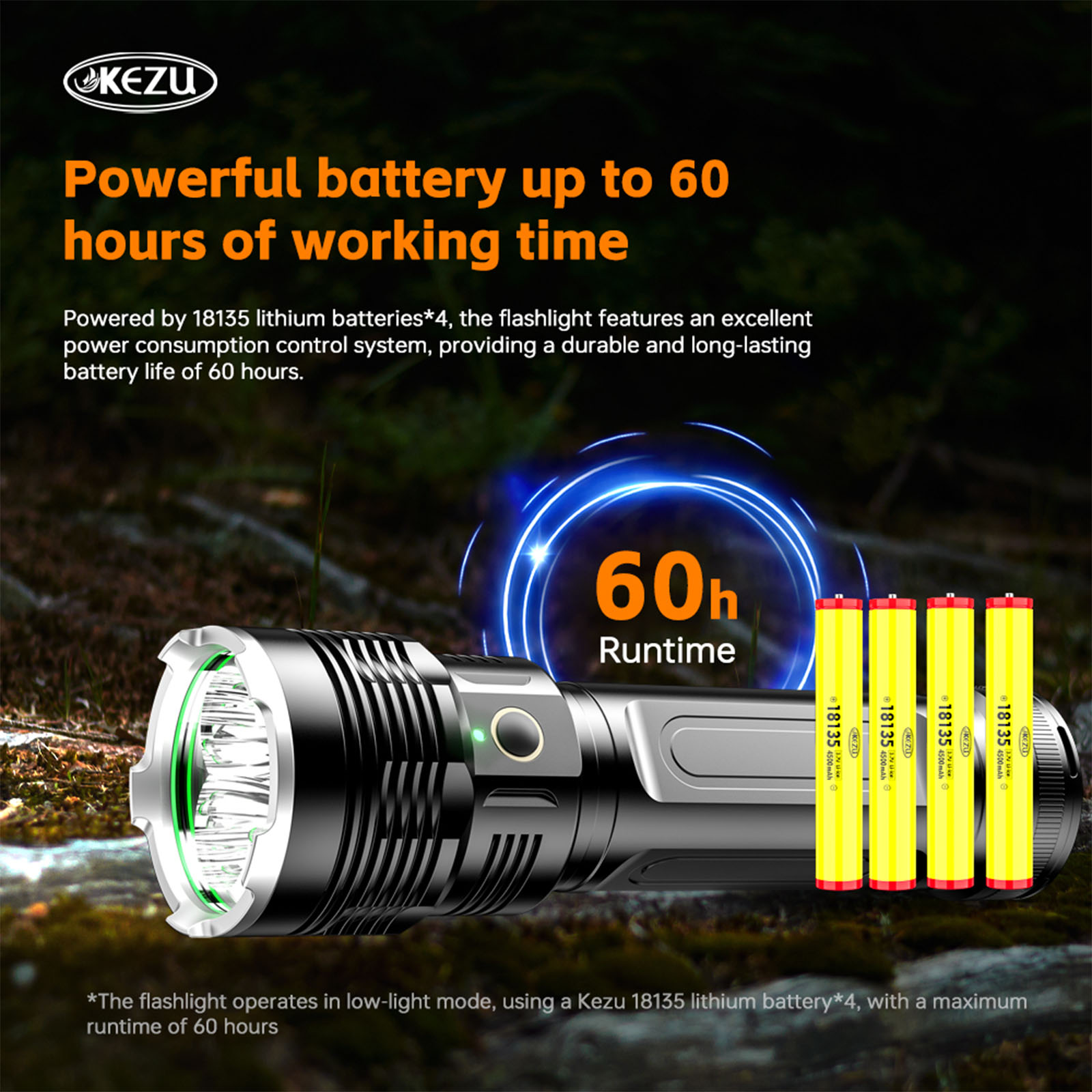 Lampe torche rechargeable 4200LM MXH-P50, corps LED, 8 batteries 18650 (7)