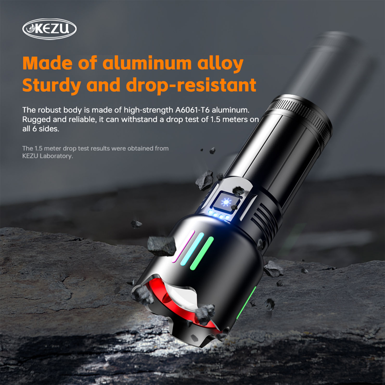 Laser Flashlight 2000LM Rechargeable LED Torch with 600M Range, Zoomable IP45 Waterproof 5400mAh Emergency (2)