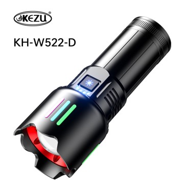 Laser Flashlight 2000LM Rechargeable LED Torch with 600M Range, Zoomable IP45 Waterproof 5400mAh Emergency