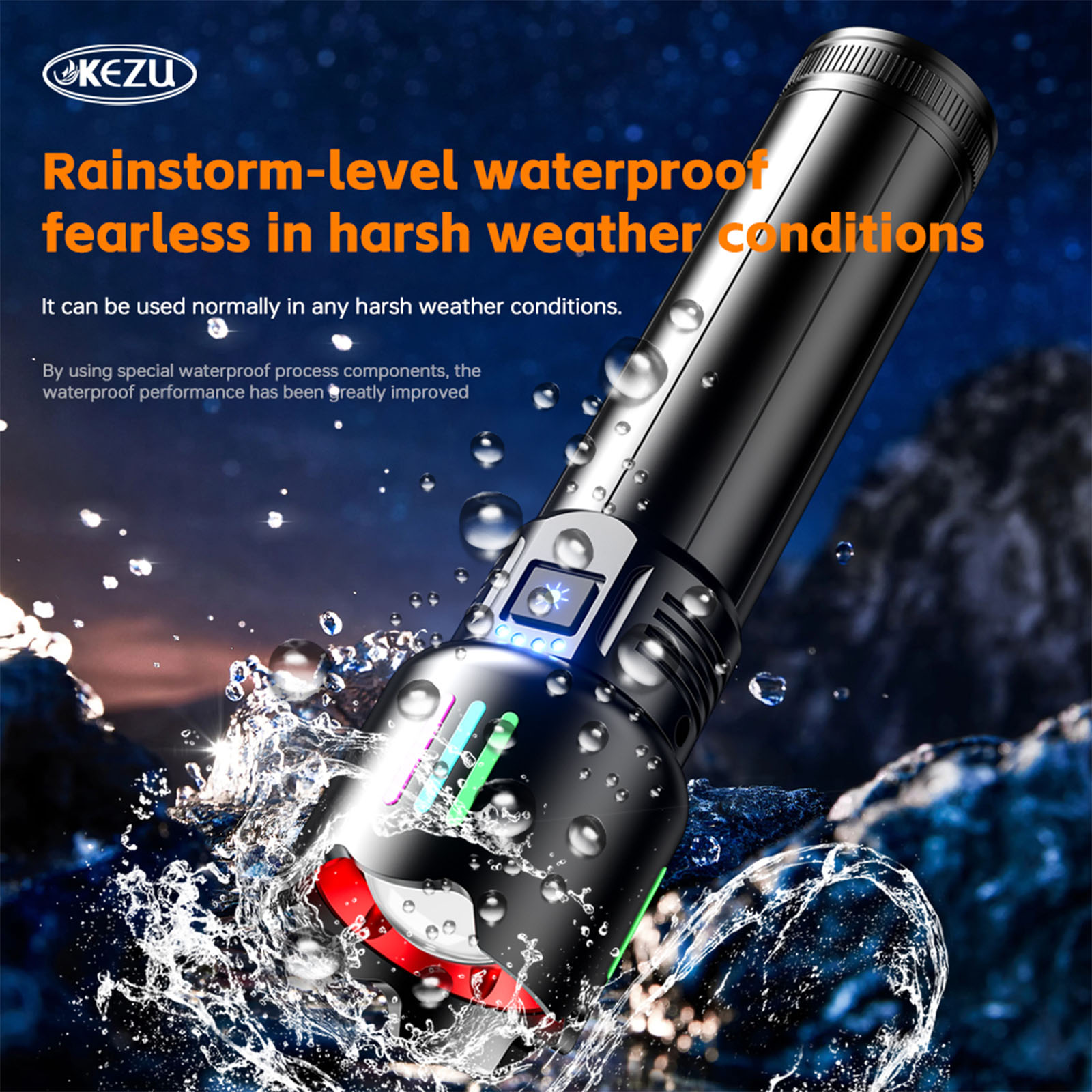 Lampe torche laser W523D 10800mAh rechargeable 600M IP45 Fonction zoom (1)