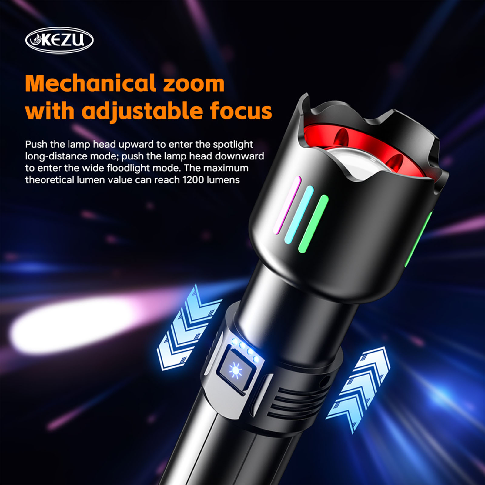 Lampe torche laser W523D 10800mAh rechargeable 600M IP45 Fonction zoom (7)