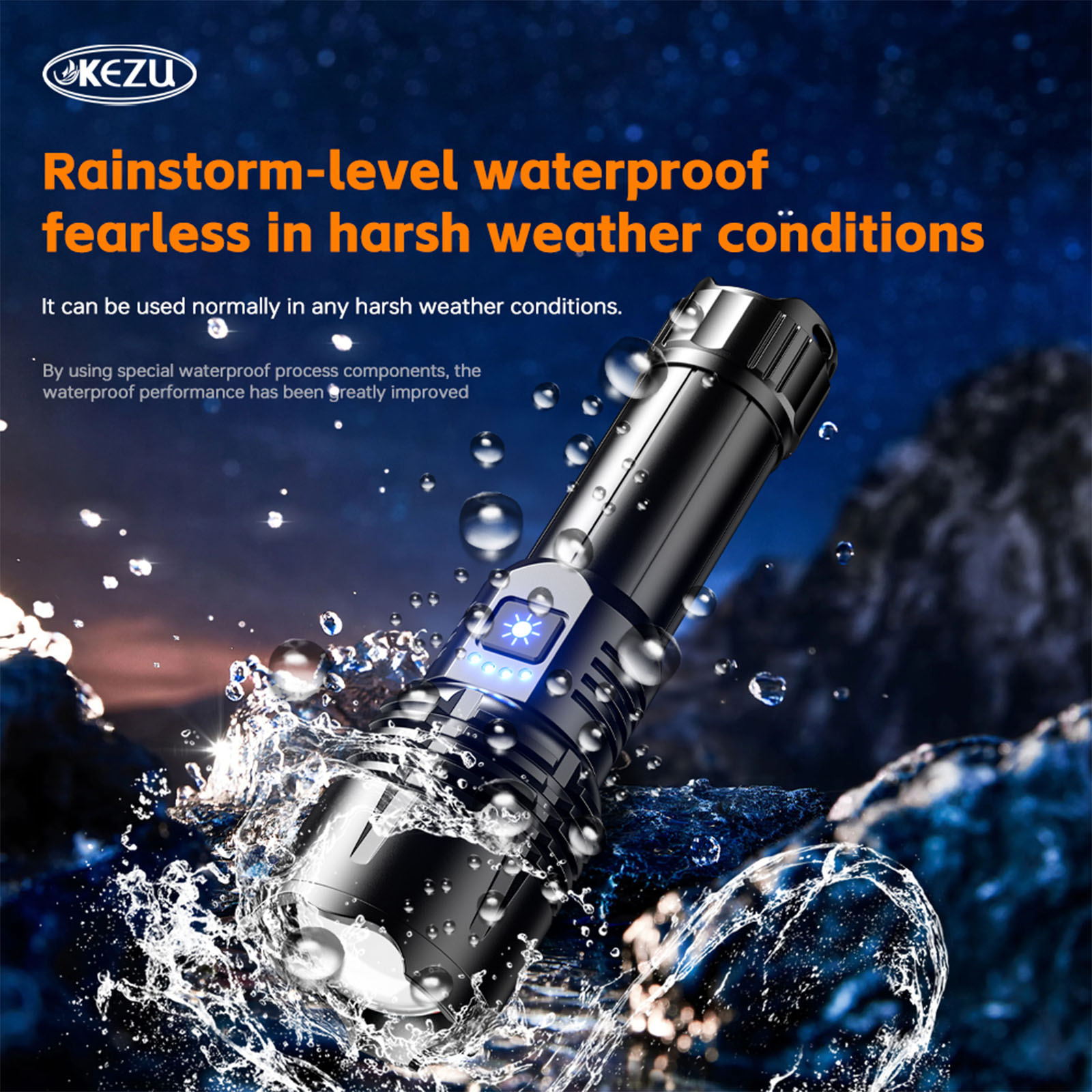 Laser Rechargeable Flashlight W308 - 2000LM, Zoomable, Waterproof 26650 Battery (4)