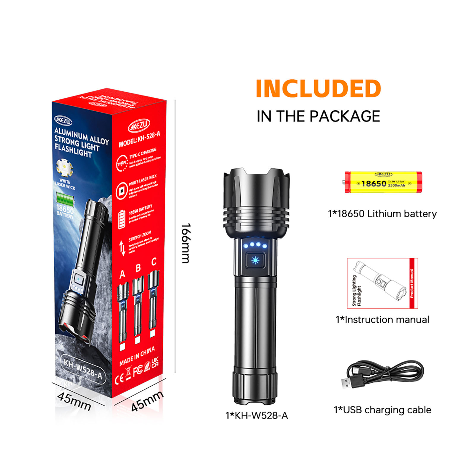 OEM Rechargeable LED Flashlight, 5000 Lumens Super Bright Waterproof Adjustable Focus (4)