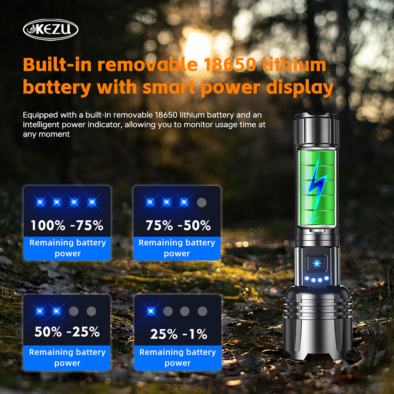 OEM Rechargeable LED Flashlight, 5000 Lumens Super Bright Waterproof Adjustable Focus (9)