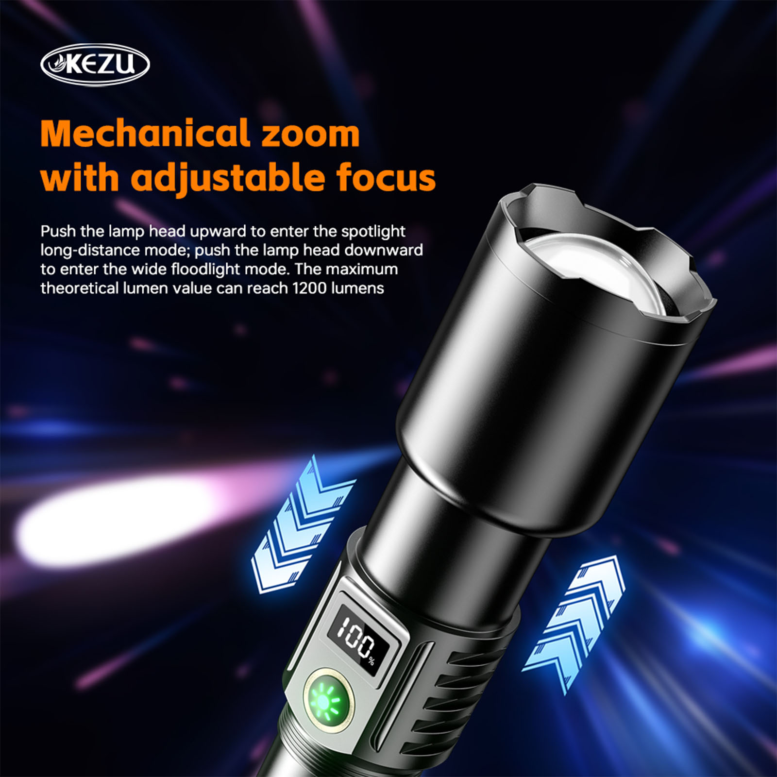 SX-508 Black Sword Wiederaufladbare Taschenlampe Laser 2000LM Zoombar Wasserdicht 26650 Batterie (7)