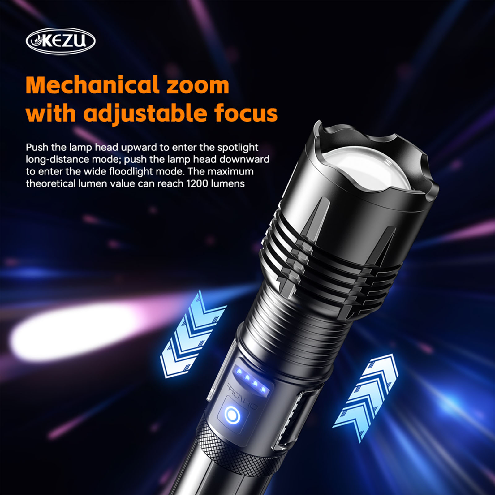 W408 Sky Eye Laser-Taschenlampe 2000LM Wiederaufladbare Zoom-Taschenlampe 2600mAh Wasserdicht (7)