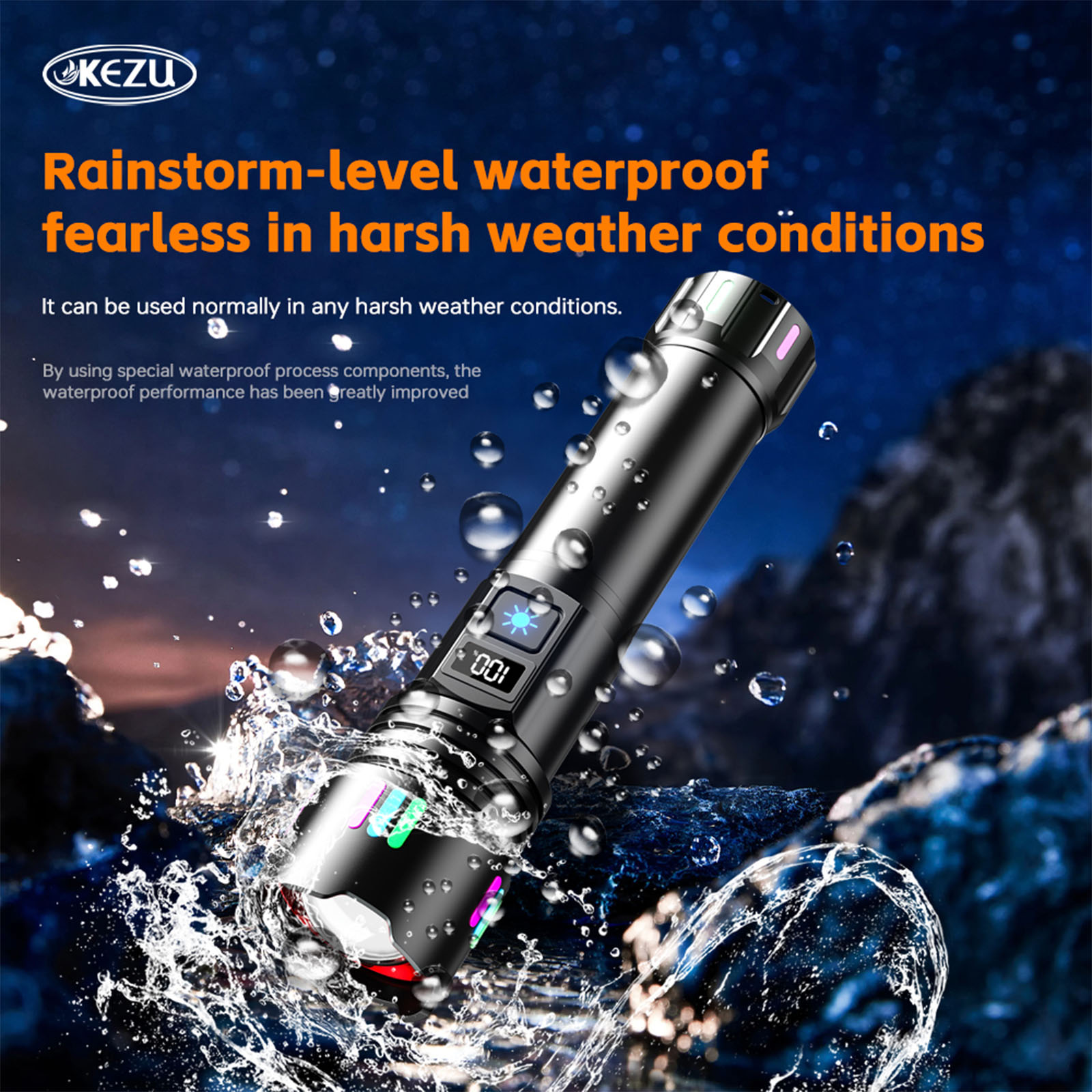 W511A Laser 500M Rechargeable Zoomable 2000LM High Brightness IP45 Torch (1)