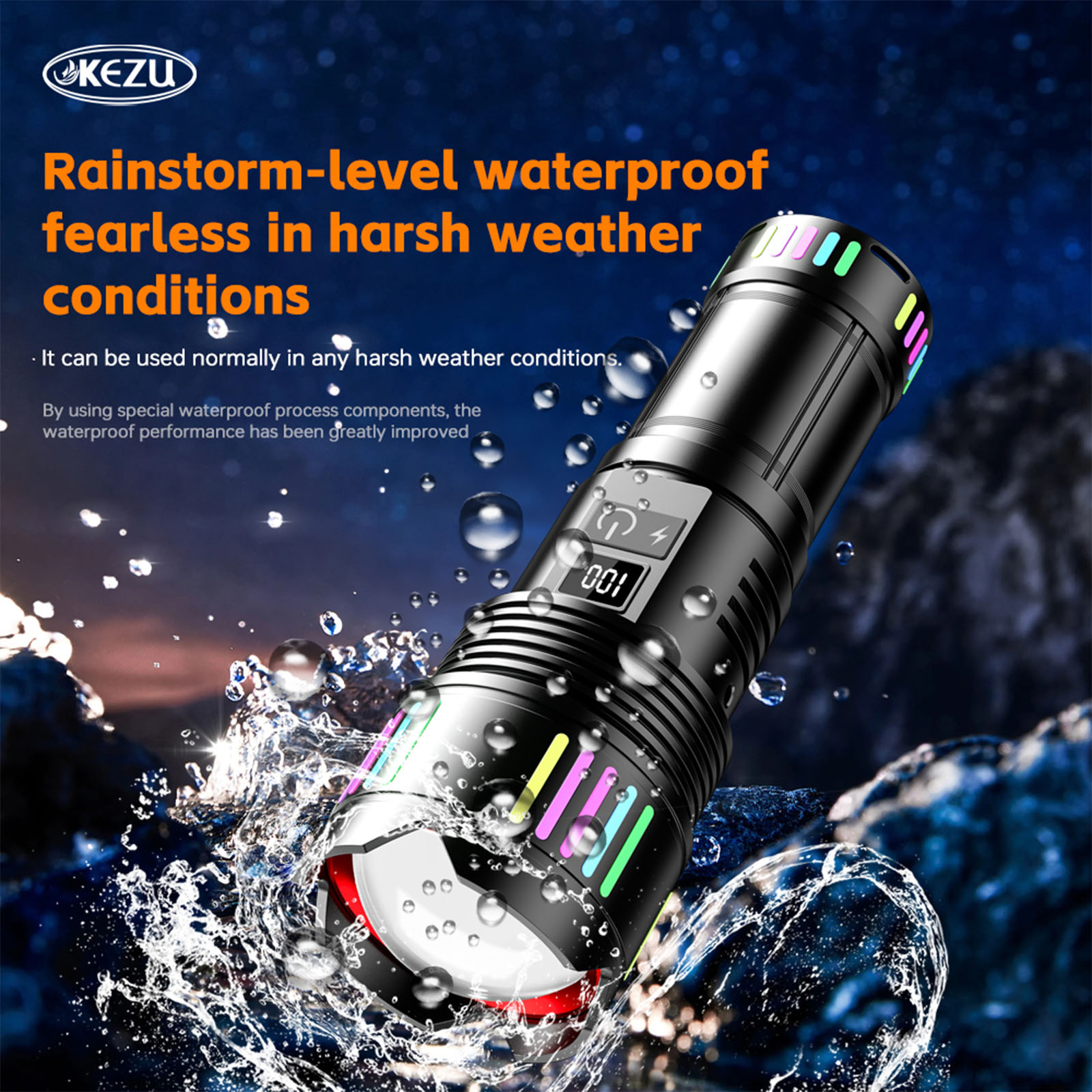 Lampe torche laser LED rechargeable W513 1000M 3000LM 4x18650 avec zoom IP45 (1)