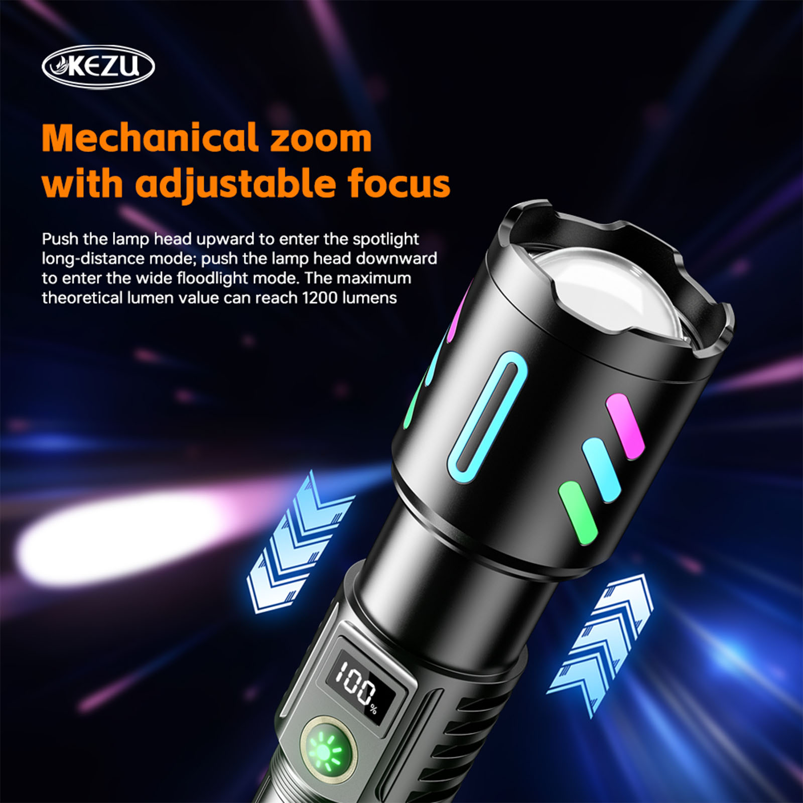 W514 Laser Flashlight 600M Rechargeable Zoomable IP45 Torch Outdoor Camping Hiking (7)