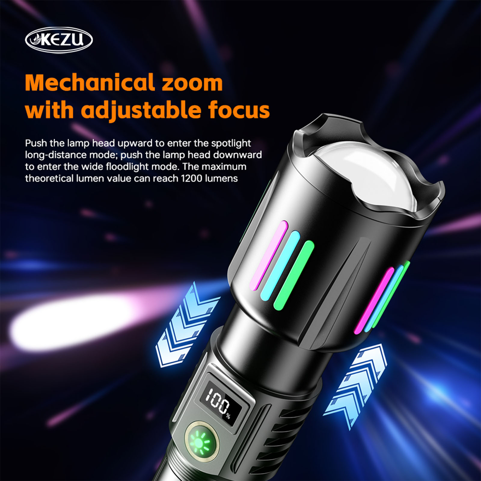 W515 Laser-Taschenlampe 600M, wiederaufladbar, 2000LM, zoombar, IP45 wasserdicht (8)