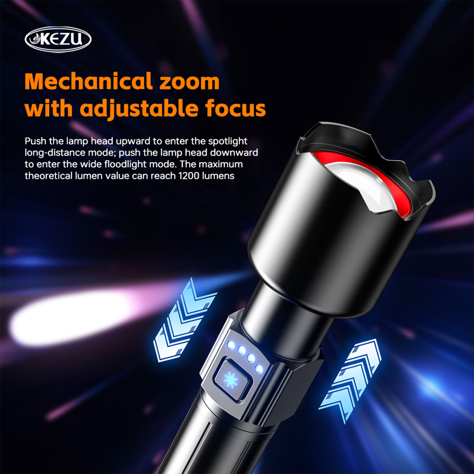 W528-C Hochleistungs-Weißlaser-Taschenlampe 2000 lm, 500 m Reichweite (7)