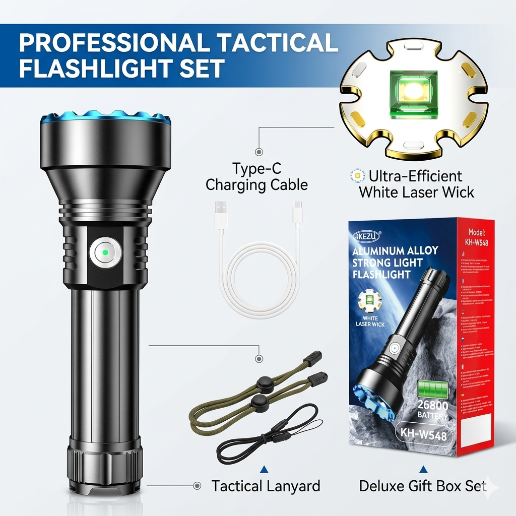 KEZU KH-W548 Tactical White Laser Flashlight beam performance
