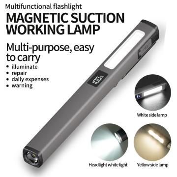 Best Rechargeable Pocket EDC Mini Flashlight Slim High Lumen Tactical LED Work Light Micro USB-C Inspection Tool，Dual Light Source & Red Warning Light for Auto Repair, Outdoor Emergency & Camping