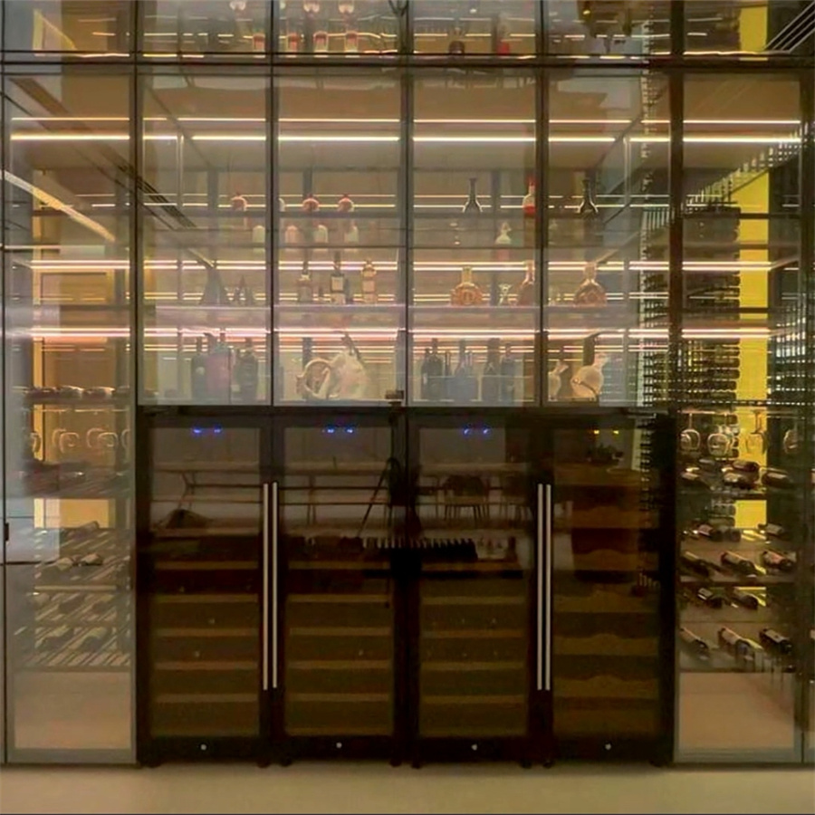 Customizable Glass Door and Aluminum Profile Wine Cabinet