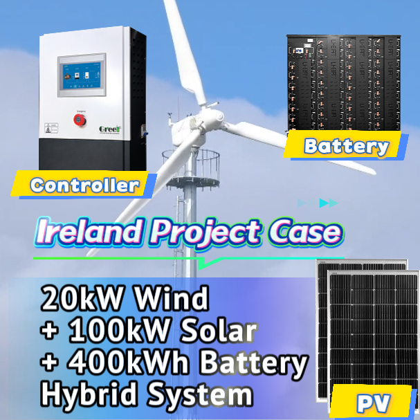 Rasti i Projektit në Irlandë | Sistem Hibrid me Energji Ere 20kW + Energji Diellore 100kW + Sistem me Bateri 400kWh