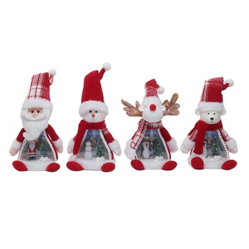 Sitting Santa Snowman Deer Bear With Lighting Scene