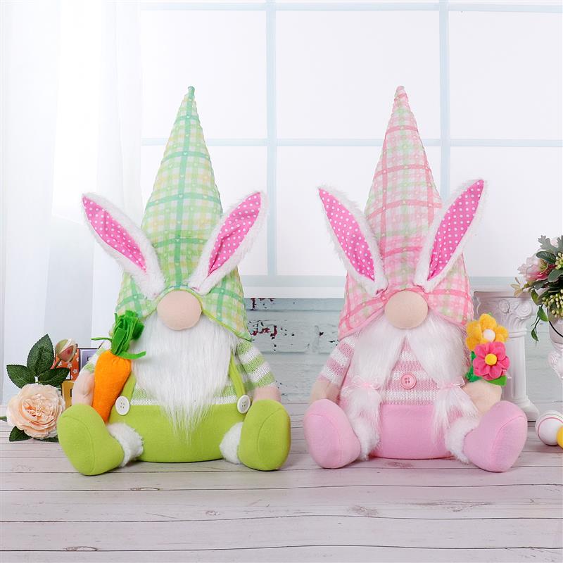 Gnome lapin assis de 48 cm avec lumière chaude