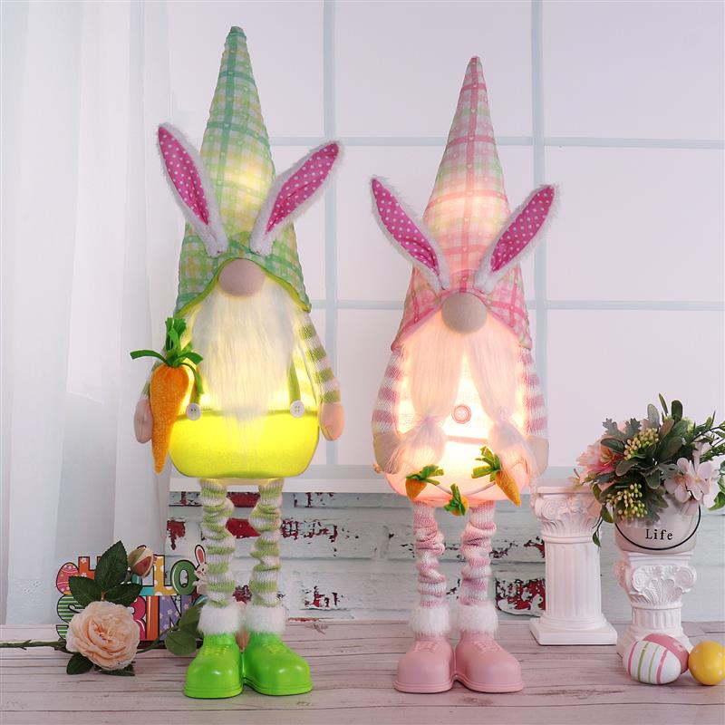 Nain de jardin lapin flexible de 79 cm avec lumière chaude