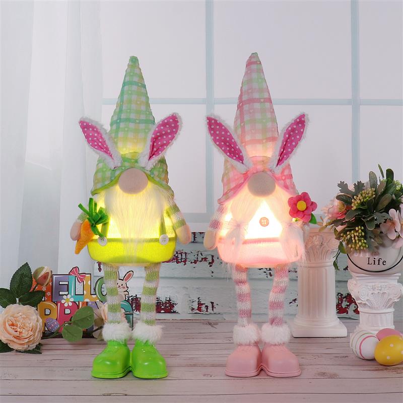 Nain de jardin lapin debout de 45 cm avec lumière chaude