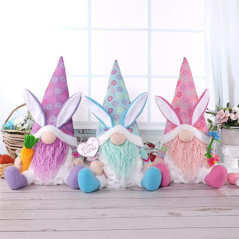 Gnome lapin assis de 45 cm avec lumière chaude