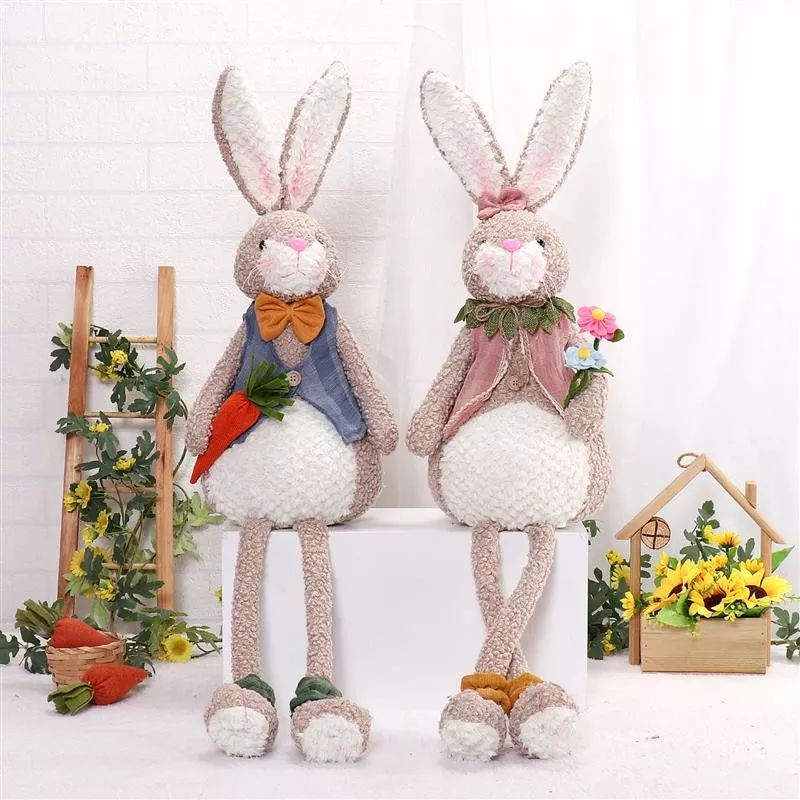 Lapin à pattes pendantes de 84 cm avec lumière chaude