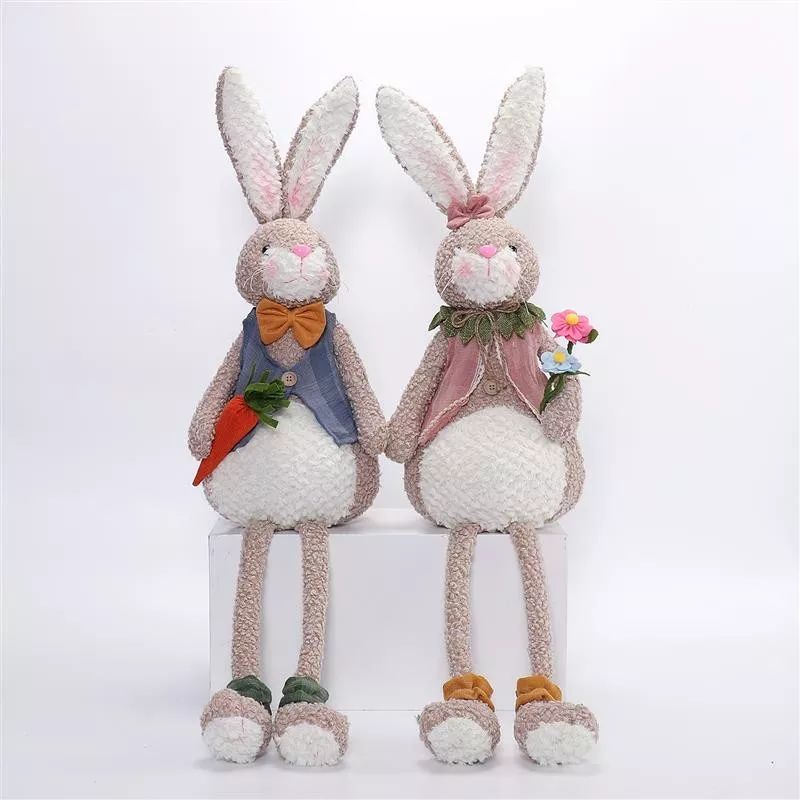 Lapin à pattes pendantes de 84 cm avec lumière chaude