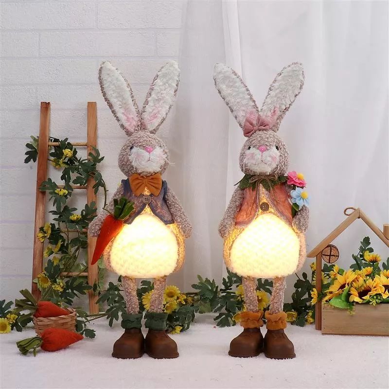 Lapin debout de 56 cm avec lumière chaude