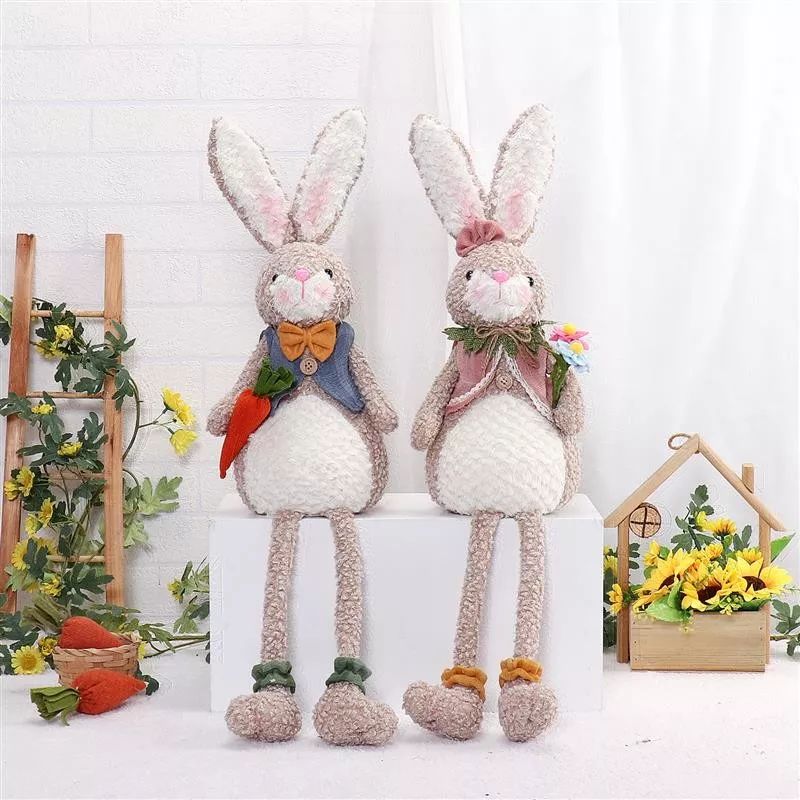 Lapin à pattes pendantes de 66 cm avec lumière chaude
