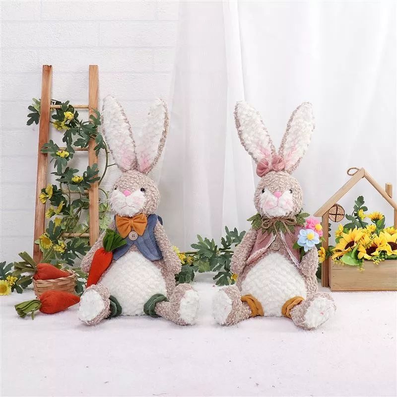 Lapin assis de 40 cm avec lumière chaude