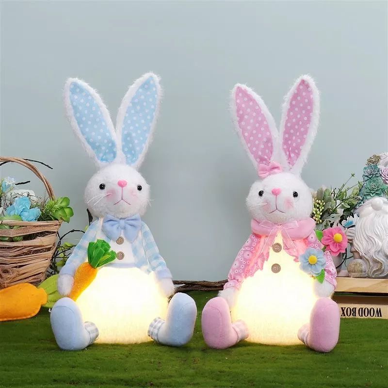 Lapin assis de 38 cm avec lumière chaude