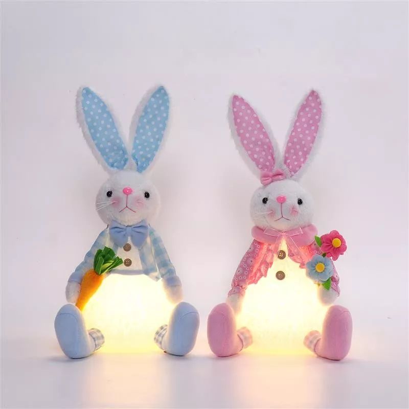 Lapin assis de 38 cm avec lumière chaude