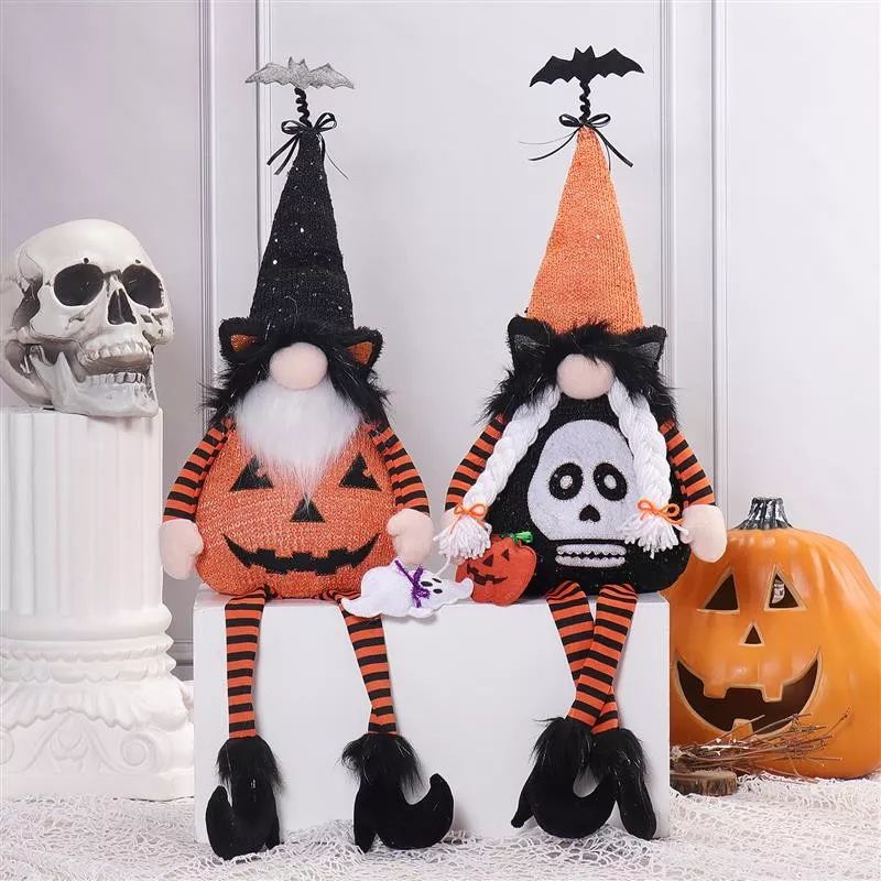 28" Dangle Legs Halloween Gnome w/ Multi Color ...